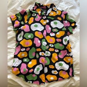 Nooworks Joyce Button Down Shirt in egg print - Pink, Green, Orange, White